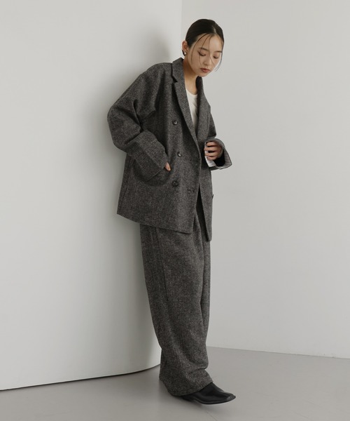 hellam(へラム)の「ツイードダブルオーバージャケット(テーラードジャケット・レディース・カーキ/ブラウン/ブラック・FREE)」の20枚目の写真