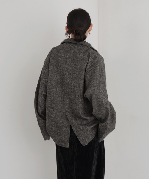 hellam(へラム)の「ツイードダブルオーバージャケット(テーラードジャケット・レディース・カーキ/ブラウン/ブラック・FREE)」の5枚目の写真