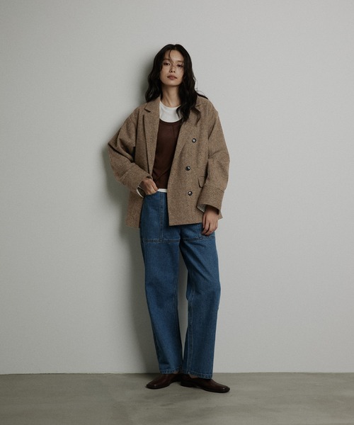 hellam(へラム)の「ツイードダブルオーバージャケット(テーラードジャケット・レディース・カーキ/ブラウン/ブラック・FREE)」の10枚目の写真