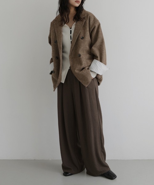 hellam(へラム)の「ツイードダブルオーバージャケット(テーラードジャケット・レディース・カーキ/ブラウン/ブラック・FREE)」の16枚目の写真