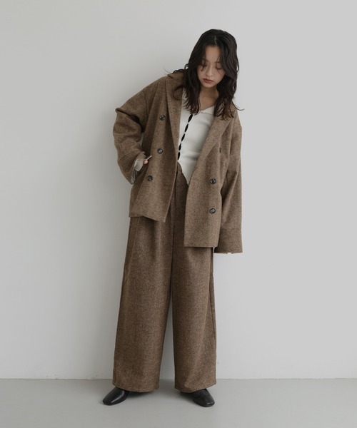 hellam(へラム)の「ツイードダブルオーバージャケット(テーラードジャケット・レディース・カーキ/ブラウン/ブラック・FREE)」の22枚目の写真