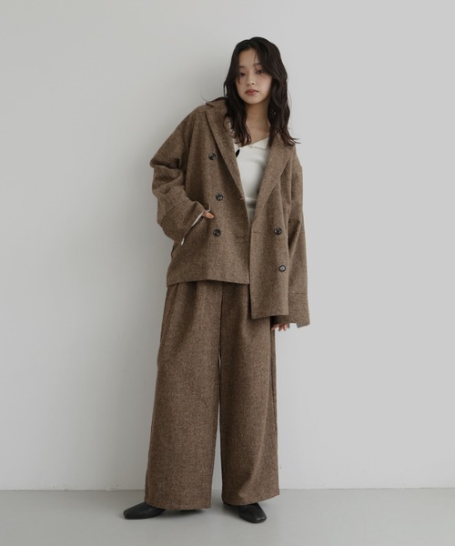 hellam(へラム)の「ツイードダブルオーバージャケット(テーラードジャケット・レディース・カーキ/ブラウン/ブラック・FREE)」の11枚目の写真