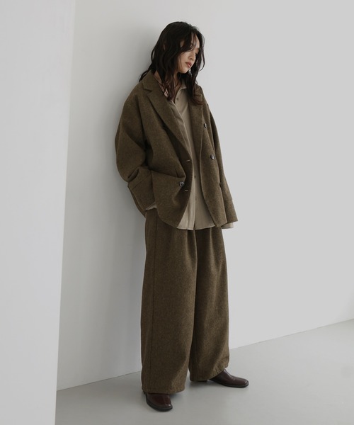 hellam(へラム)の「ツイードダブルオーバージャケット(テーラードジャケット・レディース・カーキ/ブラウン/ブラック・FREE)」の7枚目の写真
