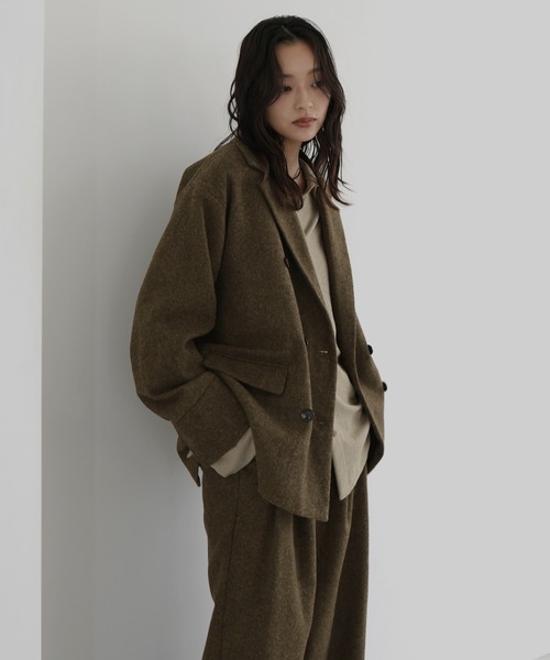 hellam(へラム)の「ツイードダブルオーバージャケット(テーラードジャケット・レディース・カーキ/ブラウン/ブラック・FREE)」の12枚目の写真