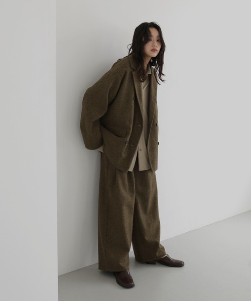 hellam(へラム)の「ツイードダブルオーバージャケット(テーラードジャケット・レディース・カーキ/ブラウン/ブラック・FREE)」の18枚目の写真