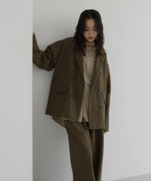 hellam(へラム)の「ツイードダブルオーバージャケット(テーラードジャケット・レディース・カーキ/ブラウン/ブラック・FREE)」の8枚目の写真