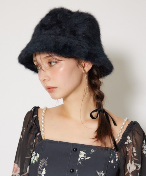 rienda（リエンダ）の「シャギーバケットハット 秋服 冬服（ハット・レディース・ホワイト/ブラック/グレー・FREE）」の3枚目の写真