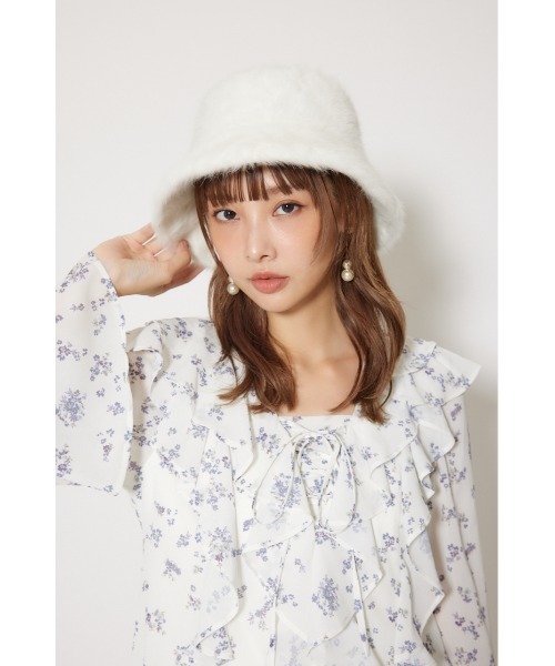 rienda（リエンダ）の「シャギーバケットハット 秋服 冬服（ハット・レディース・ホワイト/ブラック/グレー・FREE）」の4枚目の写真