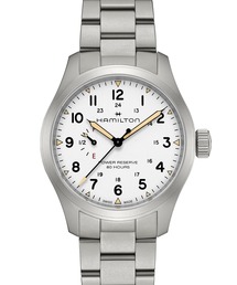 HAMILTON（ハミルトン）の「HAMILTON [ハミルトン] 腕時計 Khaki Field （カーキ フィールド） Power Reserve メカニカル 機械式 40MM ホワイト×シルバー（アナログ腕時計・メンズ）」