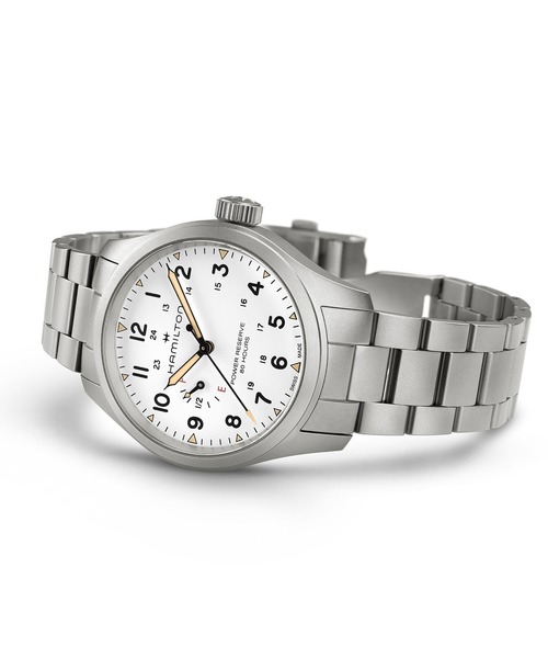 HAMILTON（ハミルトン）の「HAMILTON [ハミルトン] 腕時計 Khaki Field （カーキ フィールド） Power Reserve メカニカル 機械式 40MM ホワイト×シルバー（アナログ腕時計・メンズ・ホワイト・FREE）」の3枚目の写真