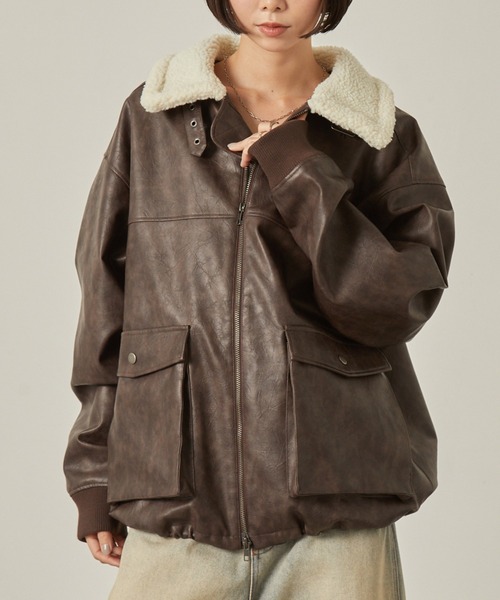 セール】【Snap club】2WAYヴィンテージライク襟ボア切り替えフライト