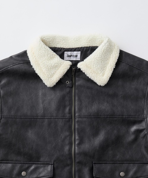 トルコ製　本革　リアルレザー　配色切替ボンバージャケット　ネイティブ柄袖　襟ボア Java ブルゾン アウター 「Javaジャバコラボ」異素材MIXで周りと差が