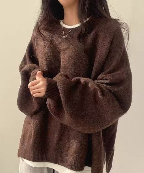 FREE STYLISTS（フリー スタイリスト）の「YUGA_YGMC Oversized knit top with voluminous sleeves（ニット/セーター・レディース・ブラウン/ベージュ・FREE）」の2枚目の写真