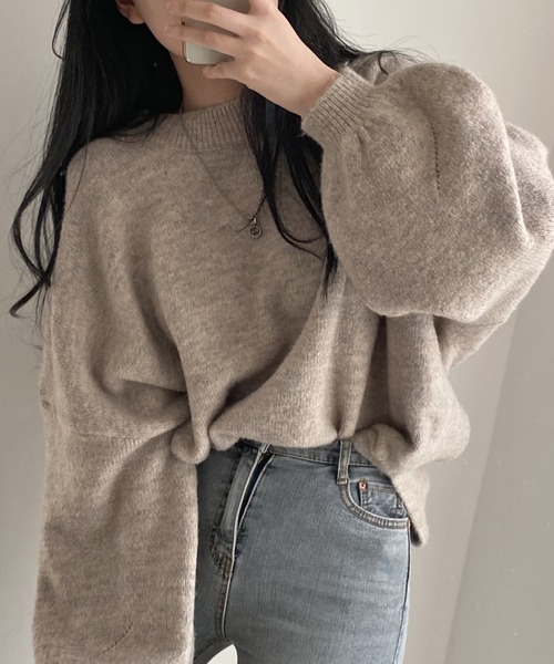 FREE STYLISTS（フリー スタイリスト）の「YUGA_YGMC Oversized knit top with voluminous sleeves（ニット/セーター・レディース・ブラウン/ベージュ・FREE）」の4枚目の写真