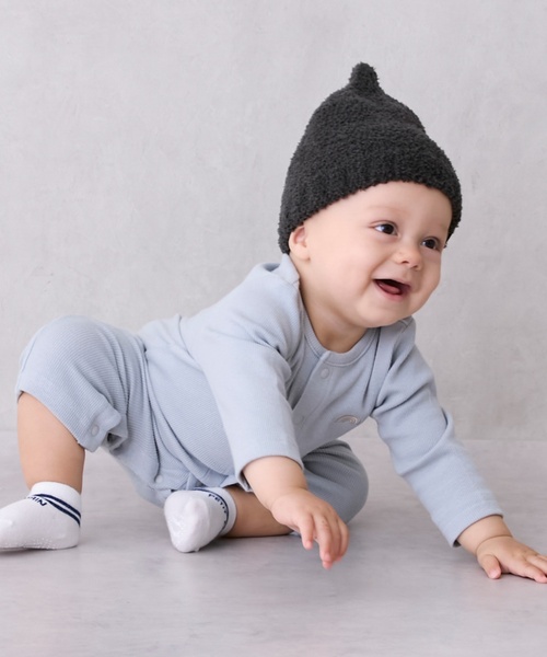 petit main（プティマイン）の「【GOODPRICE】長袖カバーオール（ロンパース・キッズ・ライトベージュ/オフホワイト/ブルーグレー/カラフル/グリーン/ピンク・80ｃｍ/70cm）」の9枚目の写真