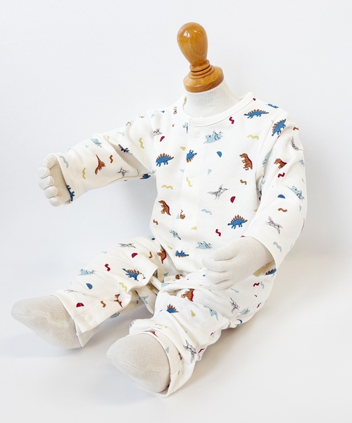 petit main（プティマイン）の「【GOODPRICE】長袖カバーオール（ロンパース・キッズ・ライトベージュ/オフホワイト/ブルーグレー/カラフル/グリーン/ピンク・80ｃｍ/70cm）」の10枚目の写真