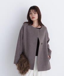 NATURAL BEAUTY BASIC(ナチュラルビューティーベーシック)の◇【WEB限定カラー:モカ】【ちょうど、いい服】毎日に“ちょうどいい”カシミヤ混コート(ノーカラーコート)