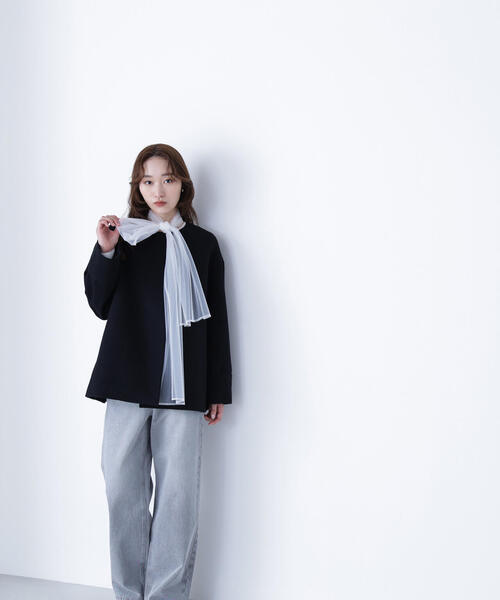 NATURAL BEAUTY BASIC（ナチュラルビューティーベーシック）の「◇【sweet掲載】【ちょうど、いい服】毎日に“ちょうどいい”カシミヤ混コート（ノーカラーコート・レディース・ブラック/ブラウン/グレー/ブルー/ベージュ・SMALL/MEDIUM/LARGE）」の19枚目の写真