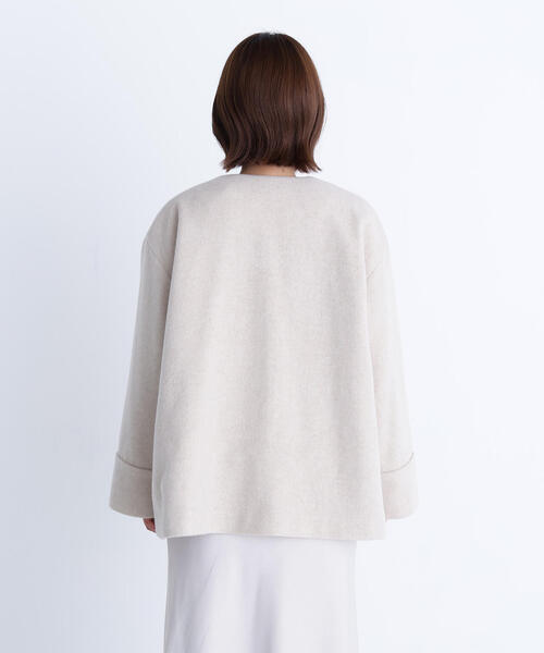 美品NATURAL BEAUTY BASIC カシミア混ノーカラーコート NATURAL BEAUTY BASIC｜毎日に