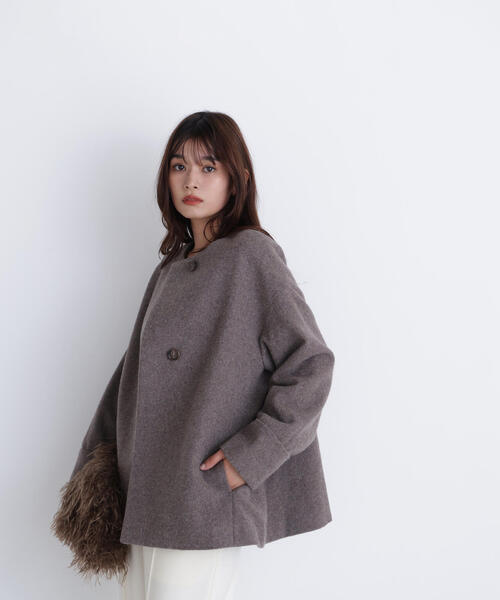 ナチュラルビューティーベーシック　ちょうど良い服　カシミヤ混コート　モカ　S カシミヤ混 コート WEB限定カラー：モカ】【ちょうど、いい服】毎日に