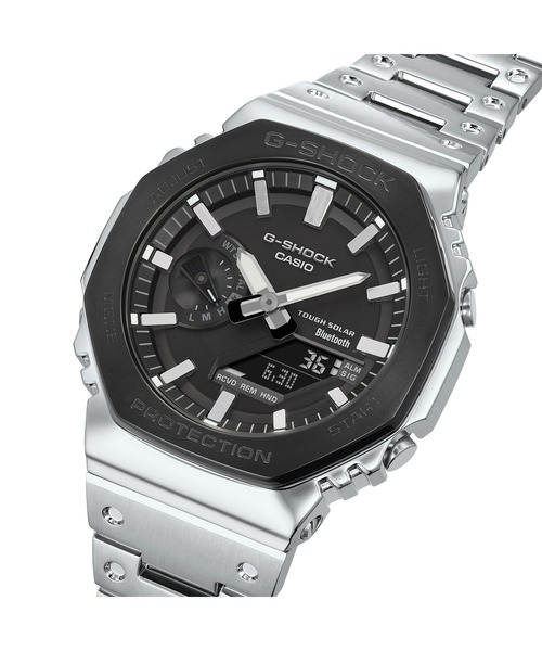G-SHOCK（ジーショック）の「フルメタル / スマートフォンリンク＆タフソーラー / GM-B2100BT-1AJF（アナログ腕時計・メンズ・ブラック×シルバー・FREE）」の2枚目の写真