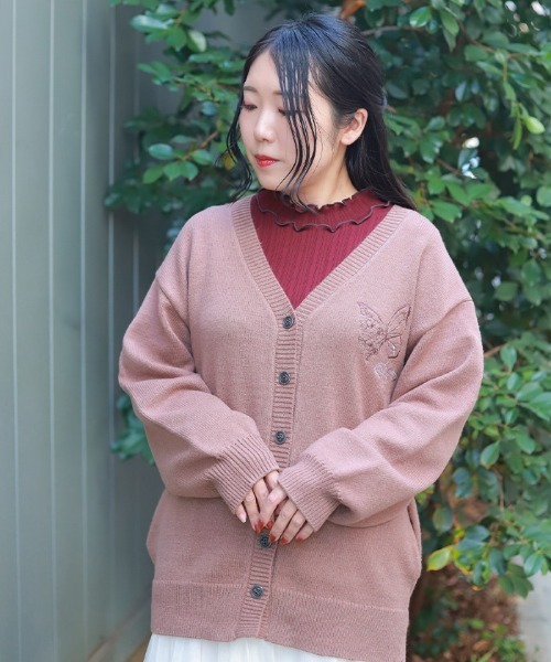 セール】蝶刺繍ロングニットカーディガン（カーディガン/ボレロ