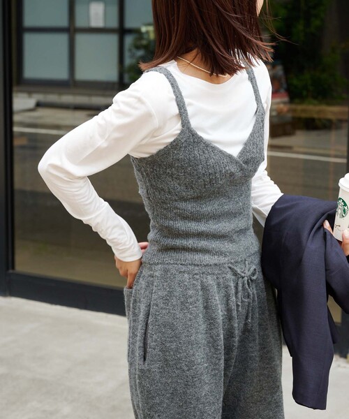 OUTDOOR PRODUCTS(アウトドアプロダクツ)の「アルパカミックスニットキャミ(タンクトップ・レディース・グレー・FREE)」の6枚目の写真