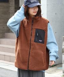 FINAL  フード付きブラウンベストM ベスト（ブラウン/茶色系・ブランドロゴ）ファッション通販