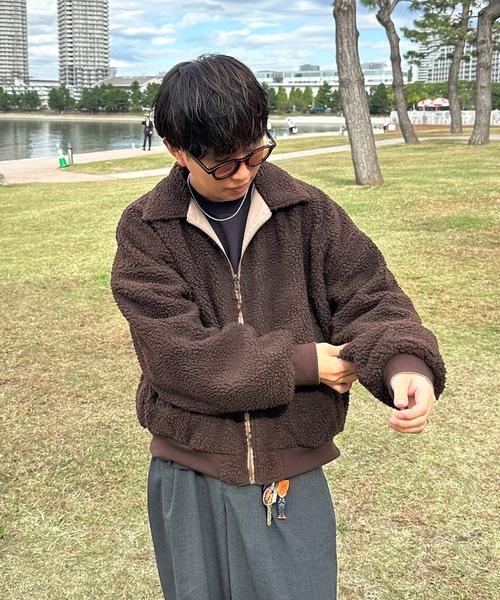 MandO（Auntie Rosa）（エムオー）の「2WAYリバーシブルナイロンボアブルゾン（ブルゾン・メンズ・グレイッシュベージュ/ブラック・LARGE/MEDIUM）」の9枚目の写真