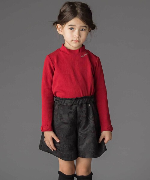 BeBe Petits Pois Vert（ベベプチポワヴェール）の「【お揃い】花柄ジャガードキュロットパンツ(100~150cm)（その他パンツ・キッズ・グレー系その他/ブラック系その他・140cm/120cm/130cm/150cm/110cm/100cm）」の4枚目の写真
