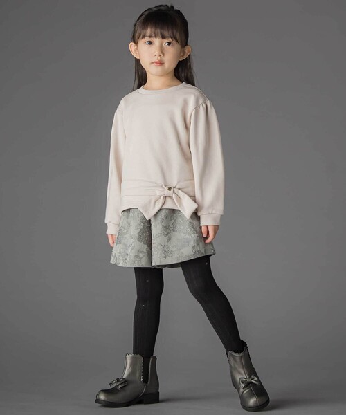 BeBe Petits Pois Vert（ベベプチポワヴェール）の「【お揃い】花柄ジャガードキュロットパンツ(100~150cm)（その他パンツ・キッズ・グレー系その他/ブラック系その他・140cm/120cm/130cm/150cm/110cm/100cm）」の5枚目の写真