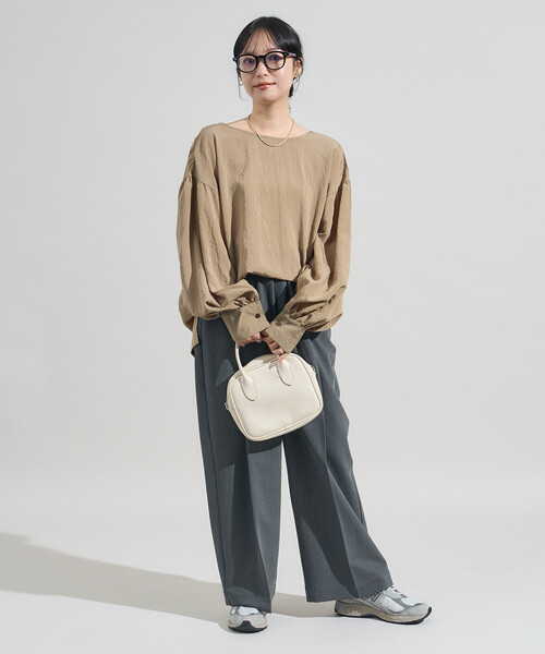 FREAK'S STORE(フリークスストア)の「2way ストライプ リボン ブラウス/バックリボンブラウス(シャツ/ブラウス・レディース・チャコールグレー/オフホワイト/ベージュ・フリ-)」の10枚目の写真