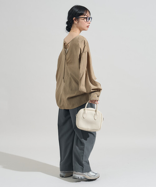 FREAK'S STORE(フリークスストア)の「2way ストライプ リボン ブラウス/バックリボンブラウス(シャツ/ブラウス・レディース・チャコールグレー/オフホワイト/ベージュ・フリ-)」の12枚目の写真