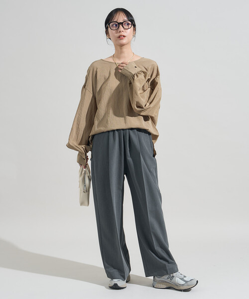 FREAK'S STORE(フリークスストア)の「2way ストライプ リボン ブラウス/バックリボンブラウス(シャツ/ブラウス・レディース・チャコールグレー/オフホワイト/ベージュ・フリ-)」の14枚目の写真