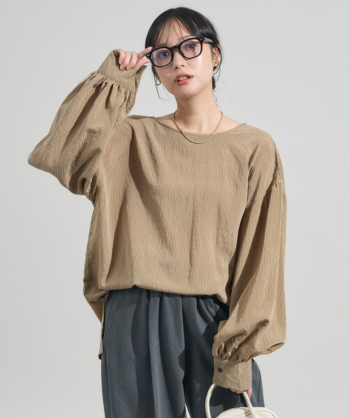 FREAK'S STORE(フリークスストア)の「2way ストライプ リボン ブラウス/バックリボンブラウス(シャツ/ブラウス・レディース・チャコールグレー/オフホワイト/ベージュ・フリ-)」の17枚目の写真
