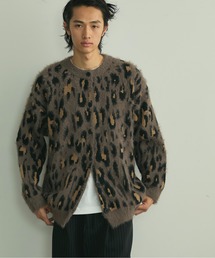 Fuzzy Leopard Crewneck Knit Cardigan / シャギーレオパードクルーネックニットカーディガン