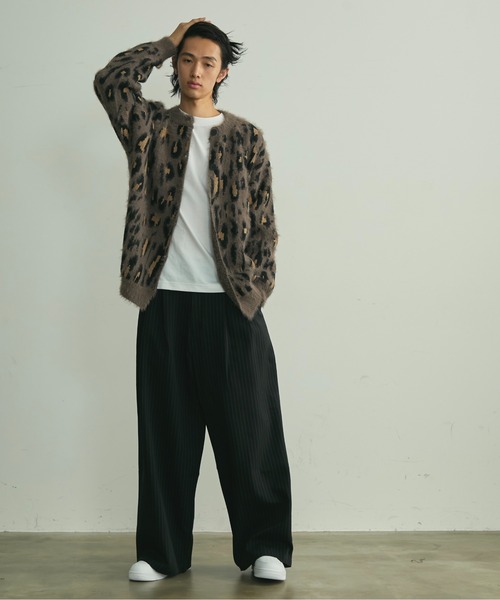 BLANK HOTEL（ブランクホテル）の「Fuzzy Leopard Crewneck Knit Cardigan / シャギーレオパードクルーネックニットカーディガン（カーディガン/ボレロ・メンズ・ブラウン/グレー・L/M）」の15枚目の写真