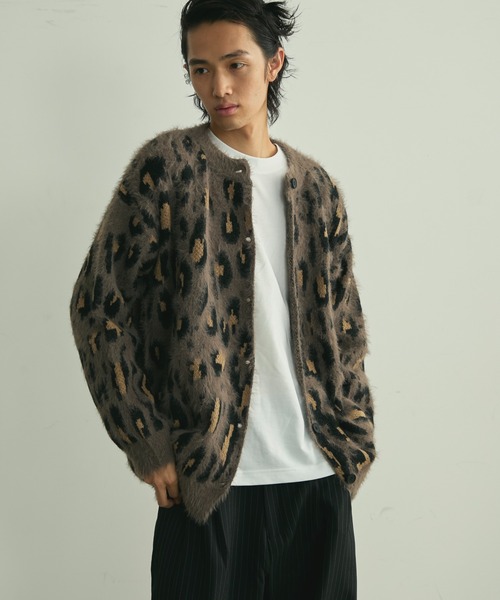 BLANK HOTEL（ブランクホテル）の「Fuzzy Leopard Crewneck Knit Cardigan / シャギーレオパードクルーネックニットカーディガン（カーディガン/ボレロ・メンズ・ブラウン/グレー・L/M）」の20枚目の写真