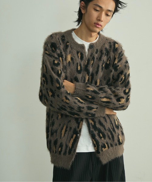 BLANK HOTEL（ブランクホテル）の「Fuzzy Leopard Crewneck Knit Cardigan / シャギーレオパードクルーネックニットカーディガン（カーディガン/ボレロ・メンズ・ブラウン/グレー・L/M）」の19枚目の写真
