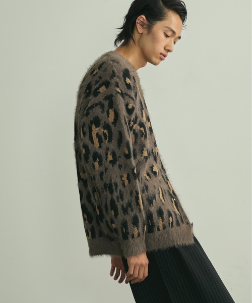 BLANK HOTEL（ブランクホテル）の「Fuzzy Leopard Crewneck Knit Cardigan / シャギーレオパードクルーネックニットカーディガン（カーディガン/ボレロ・メンズ・ブラウン/グレー・L/M）」の11枚目の写真