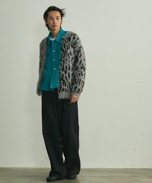 BLANK HOTEL（ブランクホテル）の「Fuzzy Leopard Crewneck Knit Cardigan / シャギーレオパードクルーネックニットカーディガン（カーディガン/ボレロ・メンズ・ブラウン/グレー・L/M）」の5枚目の写真