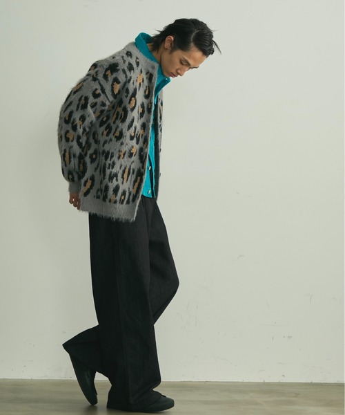BLANK HOTEL（ブランクホテル）の「Fuzzy Leopard Crewneck Knit Cardigan / シャギーレオパードクルーネックニットカーディガン（カーディガン/ボレロ・メンズ・ブラウン/グレー・L/M）」の6枚目の写真