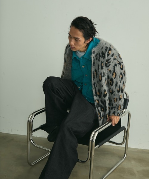 BLANK HOTEL（ブランクホテル）の「Fuzzy Leopard Crewneck Knit Cardigan / シャギーレオパードクルーネックニットカーディガン（カーディガン/ボレロ・メンズ・ブラウン/グレー・L/M）」の7枚目の写真