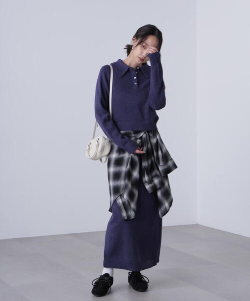 FREE'S MART（フリーズマート）の「◆ポロニットセットアップ（ワンピース・レディース・ブラック系その他/ブラウン/ネイビー・FREE）」の8枚目の写真