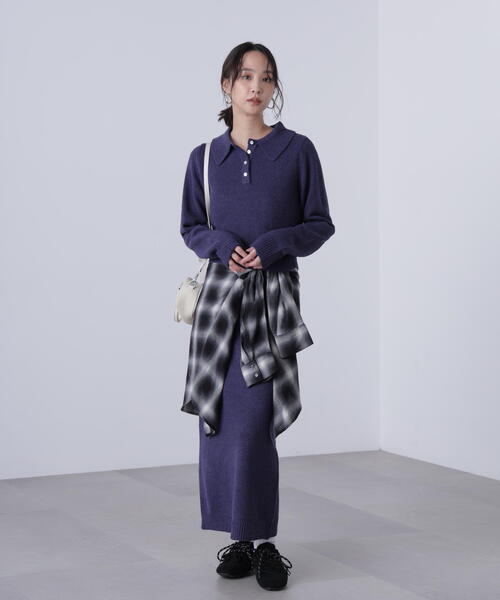 FREE'S MART（フリーズマート）の「◆ポロニットセットアップ（ワンピース・レディース・ブラック系その他/ブラウン/ネイビー・FREE）」の7枚目の写真