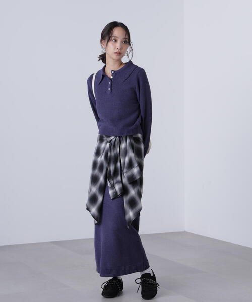 FREE'S MART（フリーズマート）の「◆ポロニットセットアップ（ワンピース・レディース・ブラック系その他/ブラウン/ネイビー・FREE）」の6枚目の写真