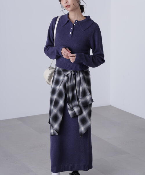 FREE'S MART（フリーズマート）の「◆ポロニットセットアップ（ワンピース・レディース・ブラック系その他/ブラウン/ネイビー・FREE）」の4枚目の写真