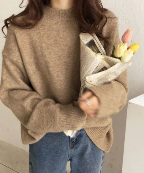Beststore(ベストストア)の「ミックスカラーオーバーニット ユニセックス カラーニット(ニット/セーター・レディース・ブラック/ライトベージュ/ライトブルー/ライトピンク/ブルー系その他/パープル/ホワイト/ベージュ系その他/キャメル/レッド/イエロー・FREE)」の9枚目の写真