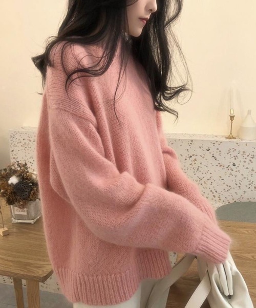 Beststore(ベストストア)の「ミックスカラーオーバーニット ユニセックス カラーニット(ニット/セーター・レディース・ブラック/ライトベージュ/ライトブルー/ライトピンク/ブルー系その他/パープル/ホワイト/ベージュ系その他/キャメル/レッド/イエロー・FREE)」の10枚目の写真