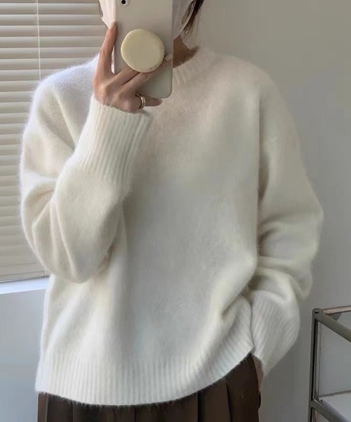 Beststore(ベストストア)の「ミックスカラーオーバーニット ユニセックス カラーニット(ニット/セーター・レディース・ブラック/ライトベージュ/ライトブルー/ライトピンク/ブルー系その他/パープル/ホワイト/ベージュ系その他/キャメル/レッド/イエロー・FREE)」の22枚目の写真